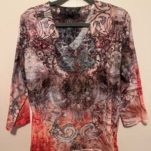 Lisa International Y2K Patterned Blouse